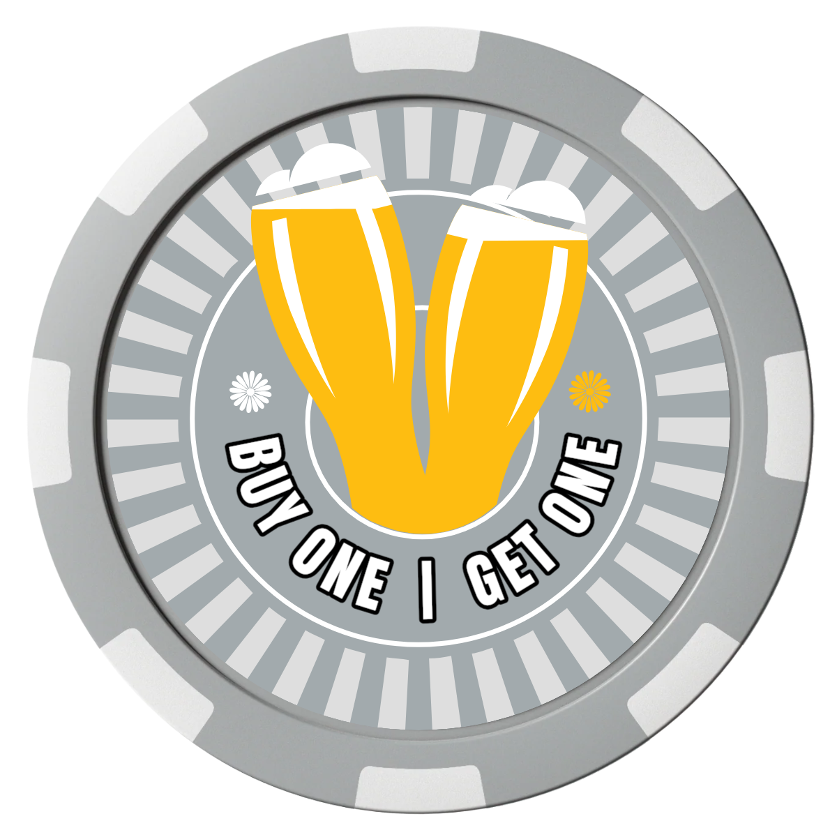 Double Pint Composite Poker Chips - Gray / 8 Spot - Front