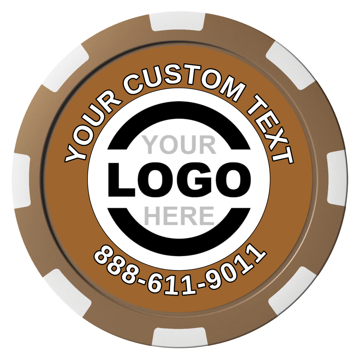 Branded Logo Composite Poker Chips - Brown / 8 Spot - Back