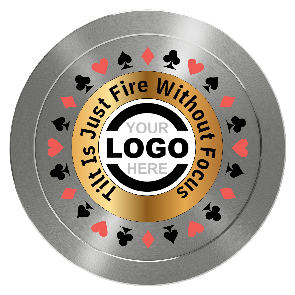 Texas Hold Em' Aluminum Poker Chips - Silver - Front