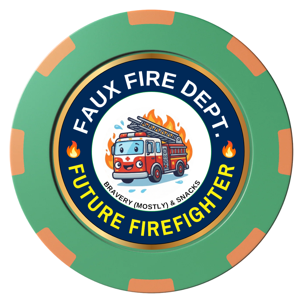Future Firefighter Clay Poker Chips - Green / 8 Spot (2 Tone) / 40mm - Front