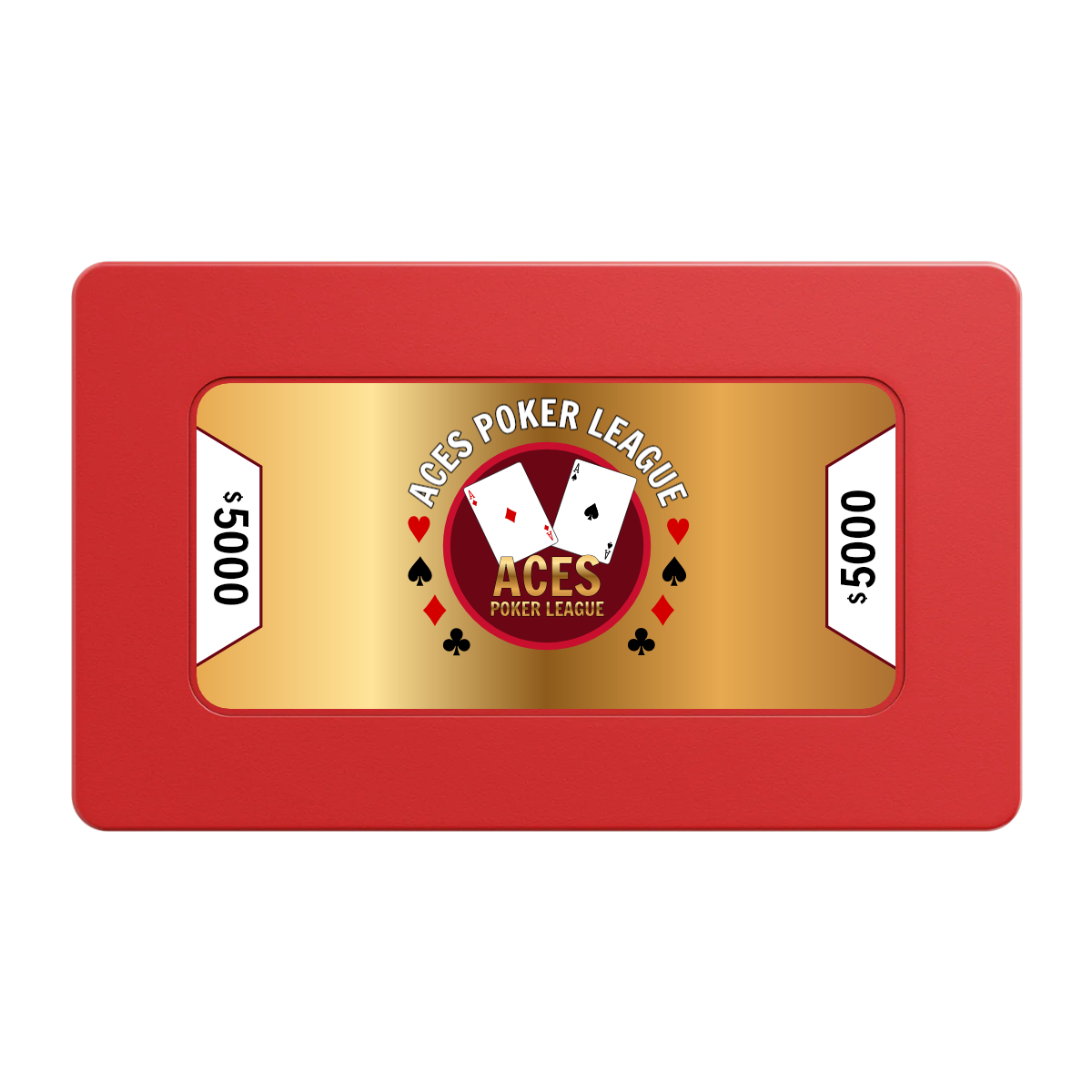 Aces Poker League Rectangular Poker Chip Plaques - Red - Back