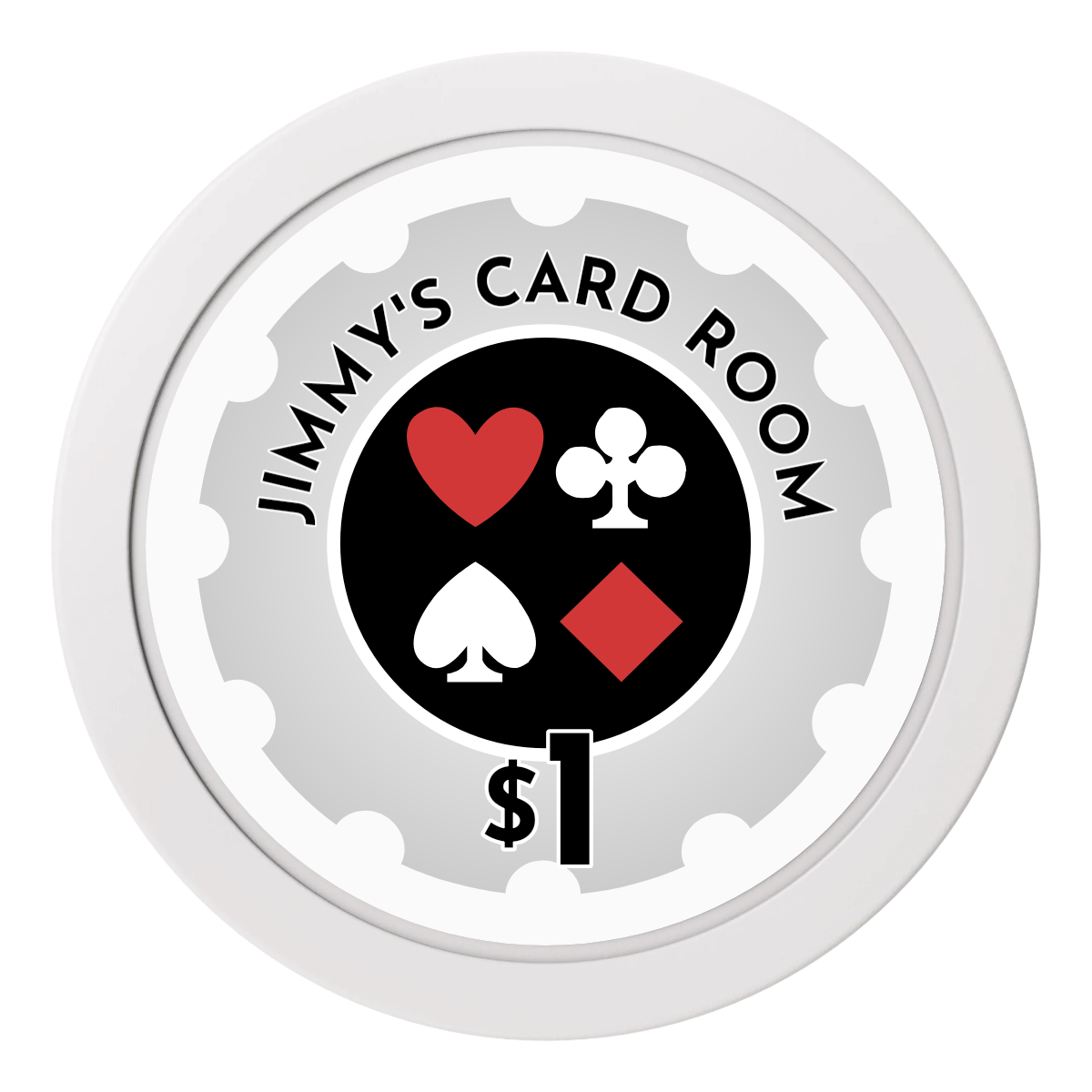 Your Four Suits 2" Oversized Poker Chips - White - Front