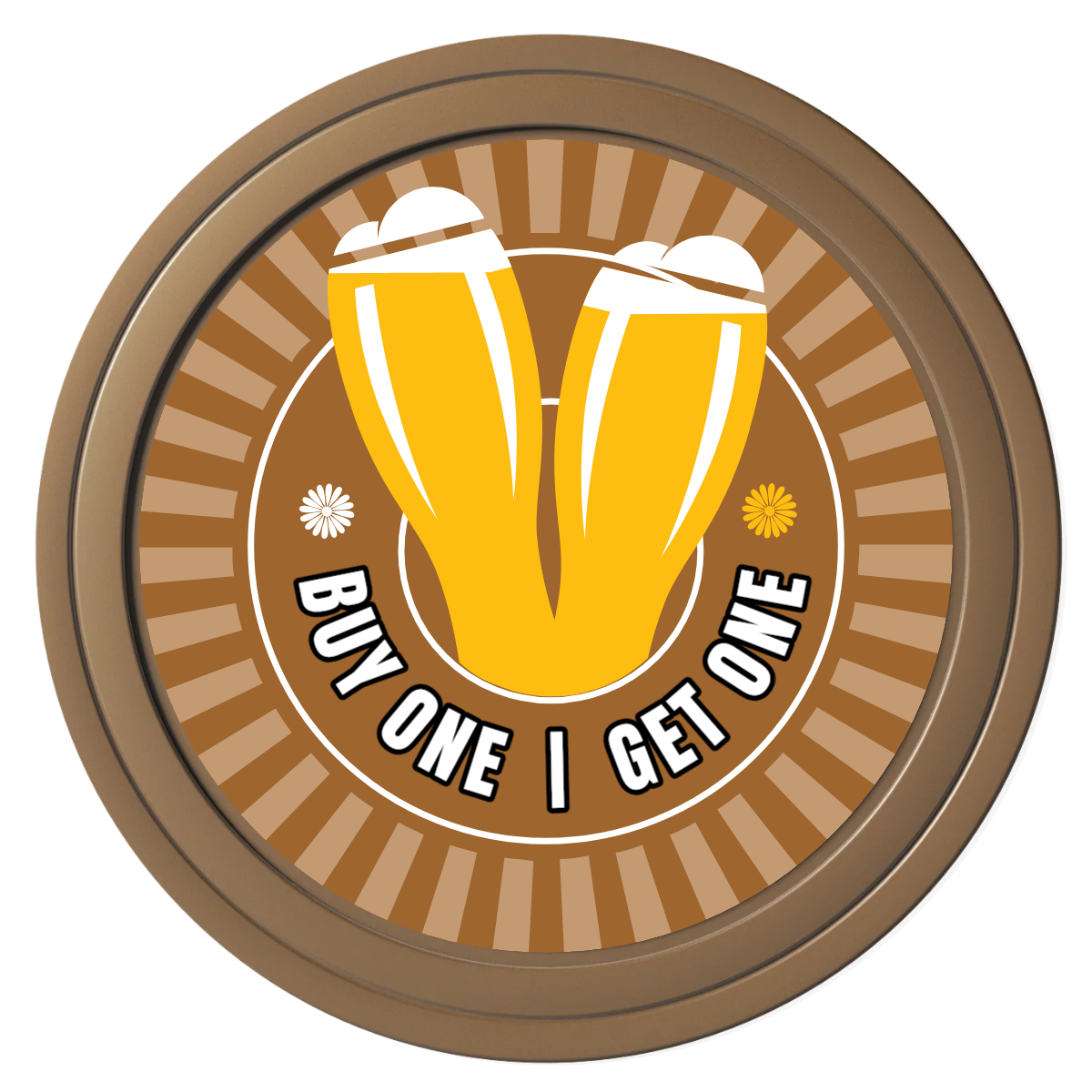 Double Pint Composite Poker Chips - Brown / Solid - Front