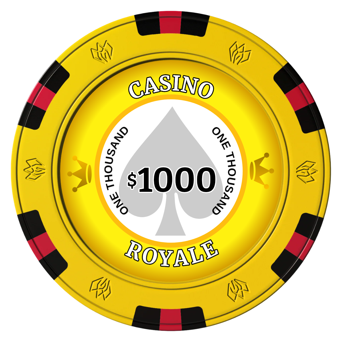 Casino Royale Clay Poker Chips - Yellow / 6 Spot Gem / 40mm - Front