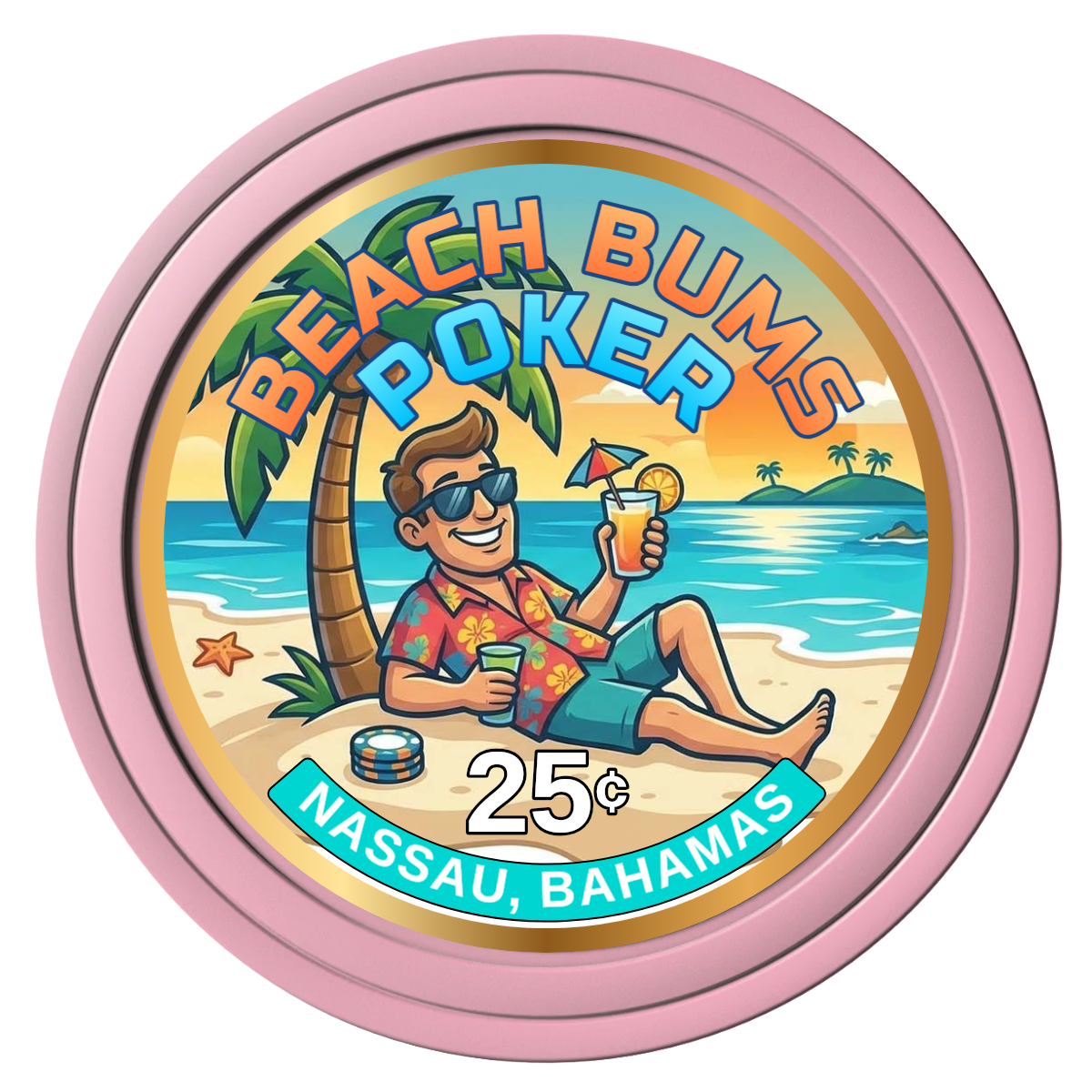 Sandy's Casino Composite Poker Chips - Pink / Solid - Front