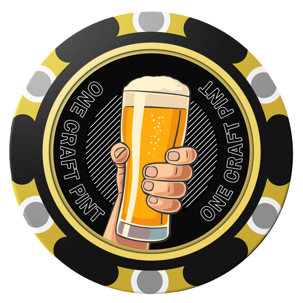 Drink On Us Clay Poker Chips - Black / Monte Carlo / 40mm - Front