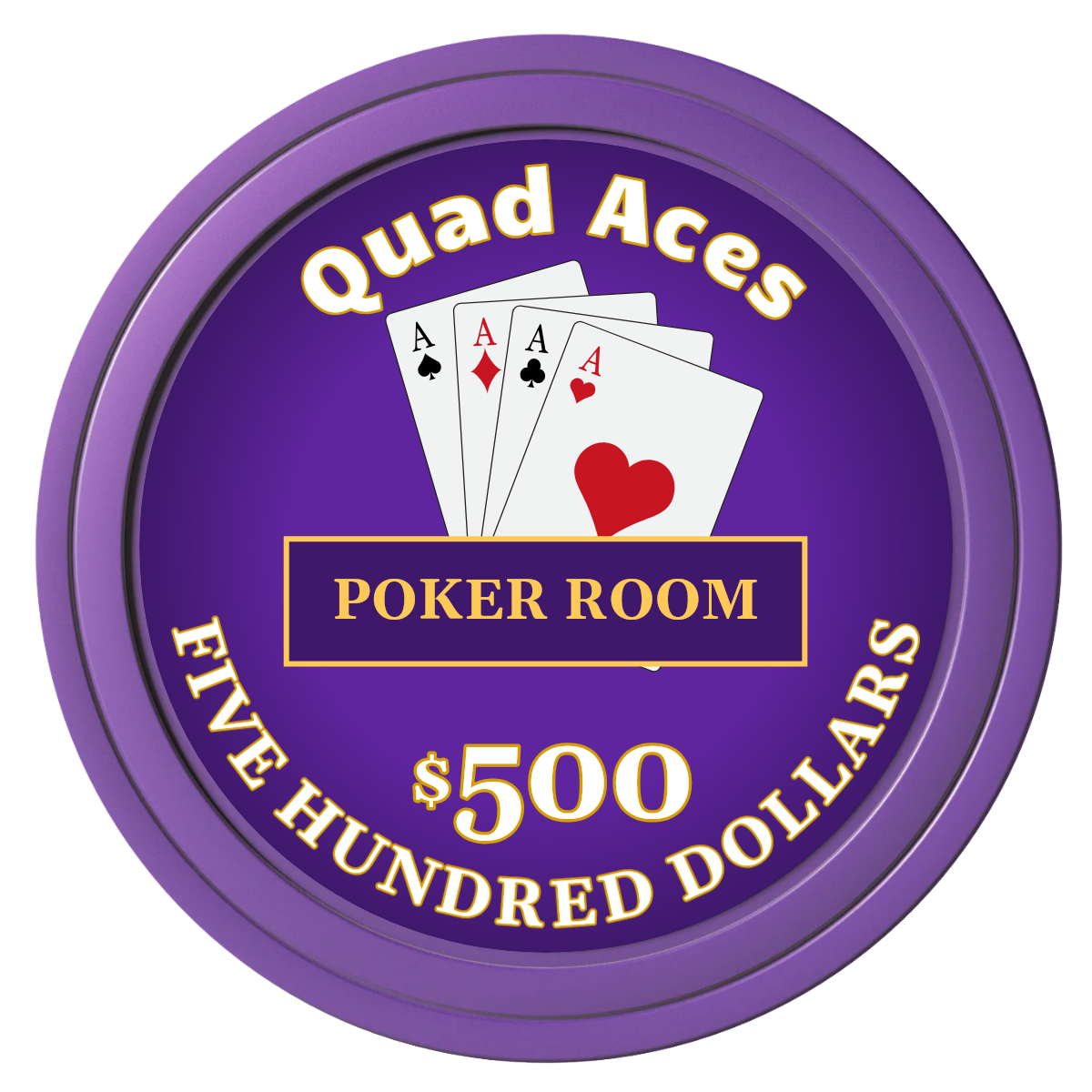 Quad Aces Composite Poker Chips - Purple / Solid - Front