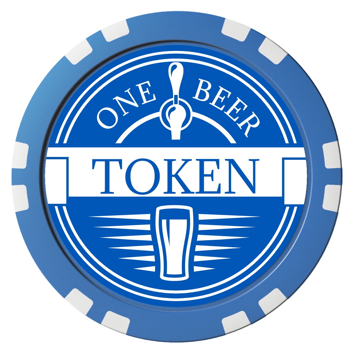 Tap Out Composite Poker Chips - Blue / Double Stripe - Front