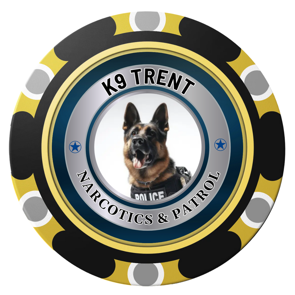 K-9 Trent Clay Poker Chips - Black / Monte Carlo / 40mm - Front