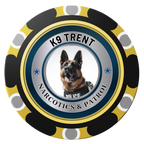 K-9 Trent Clay Poker Chips - Black / Monte Carlo / 40mm - Front