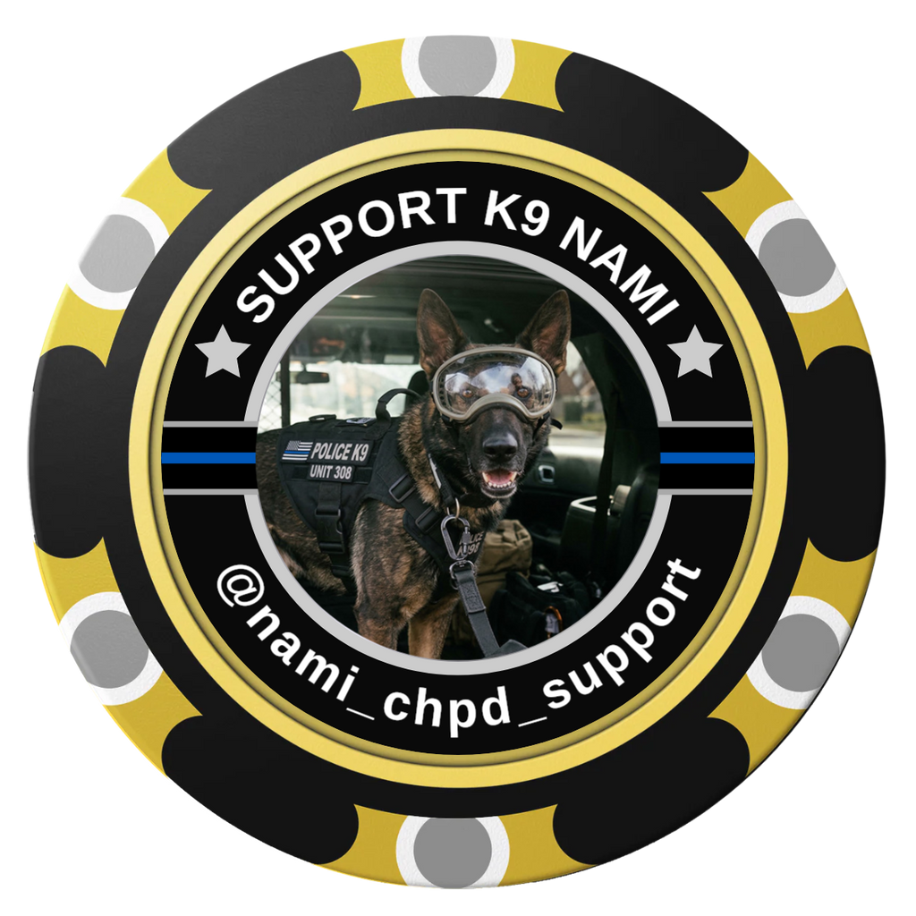 Police Department K9 #02 Clay Poker Chips - Black / Monte Carlo / 40mm - Front