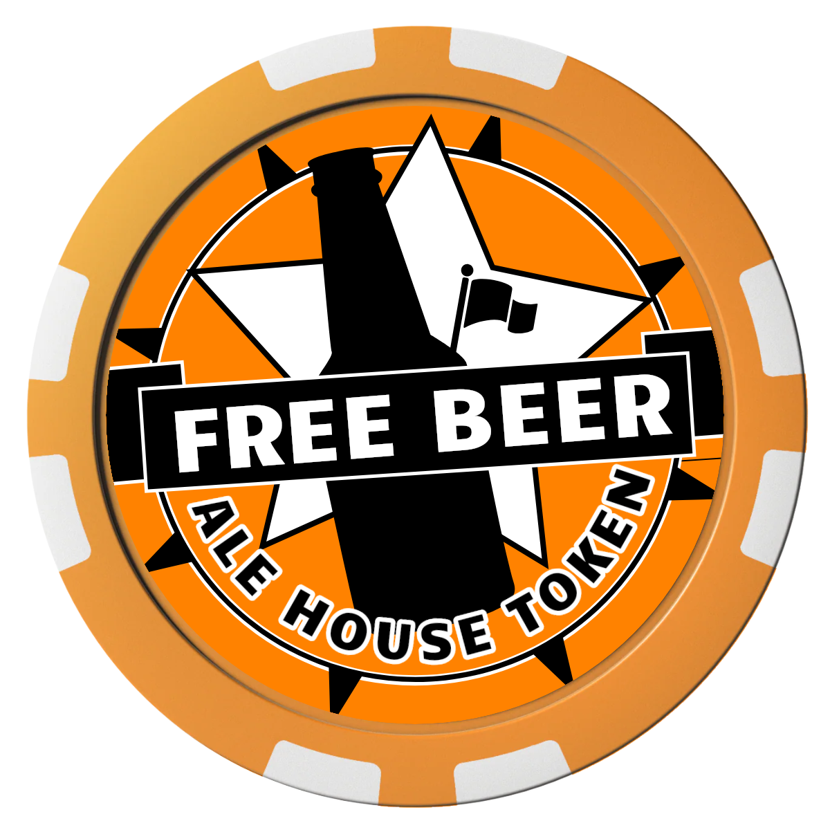 Free Beer Drink Composite Poker Chips - Orange / 8 Stripe - Front