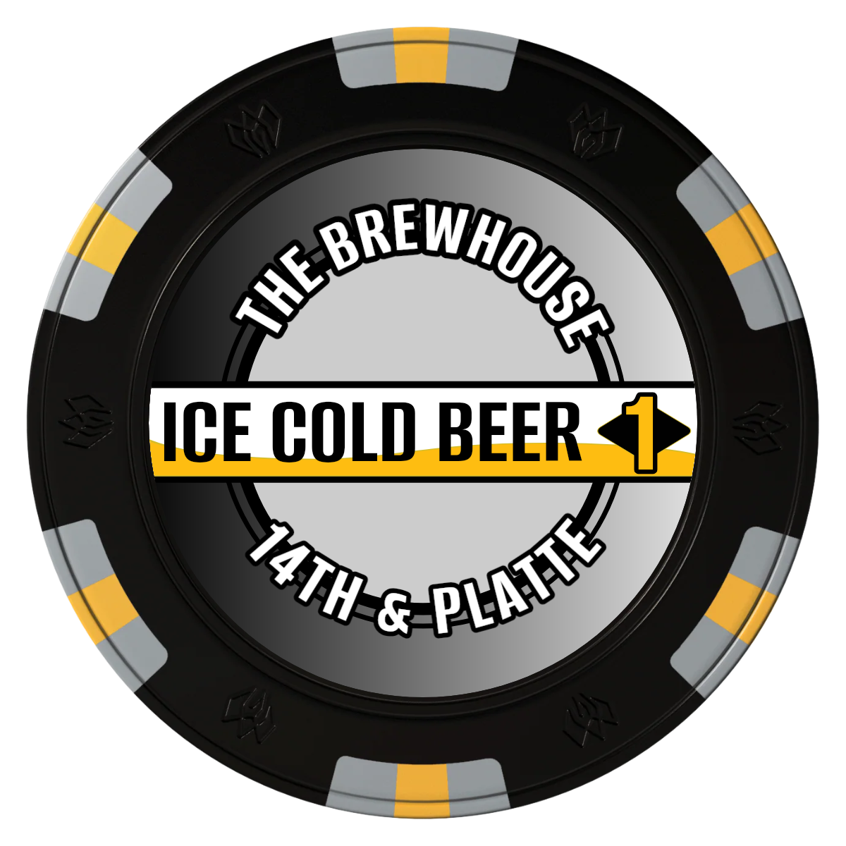 Ice Cold Beer Drink Token Clay Poker Chips - Black / 6 Spot Gem / 43mm - Front