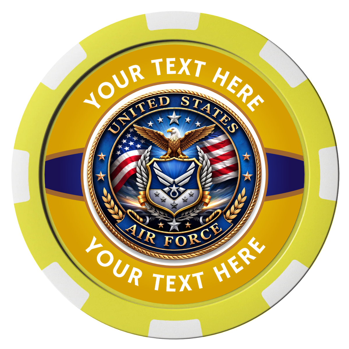 Air Force Composite Poker Chips - Yellow / 8 Spot - Front