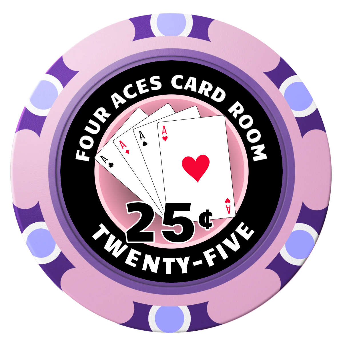 4 Aces Poker Room Clay Poker Chips - Pink / Monte Carlo / 40mm - Front