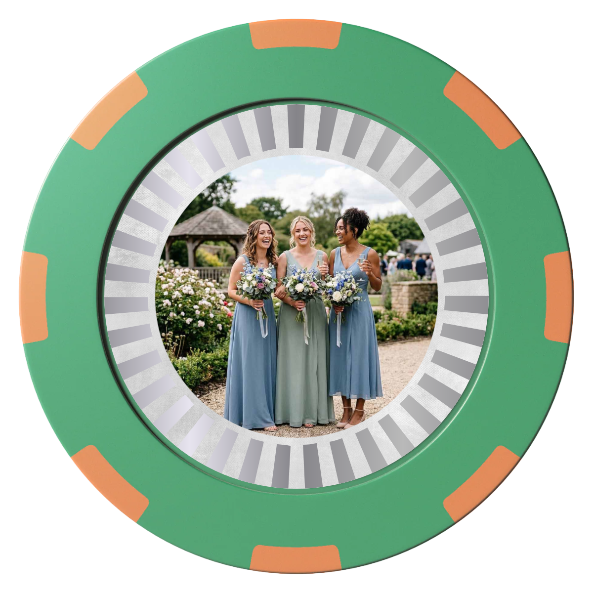 Be My Bridesmaid Simple Clay Poker Chips - Green / 8 Spot (2 Tone) / 40mm - Back