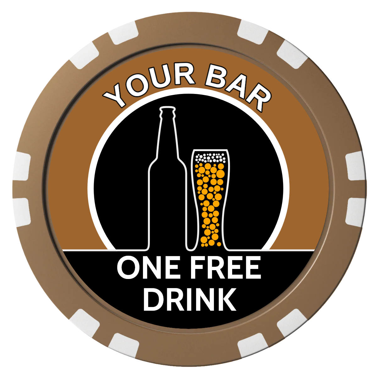 Beer and Glass Composite Poker Chips - Brown / Double Stripe - Front
