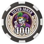 Tilted Joker Composite Poker Chips - Black / 8 Spot - Front