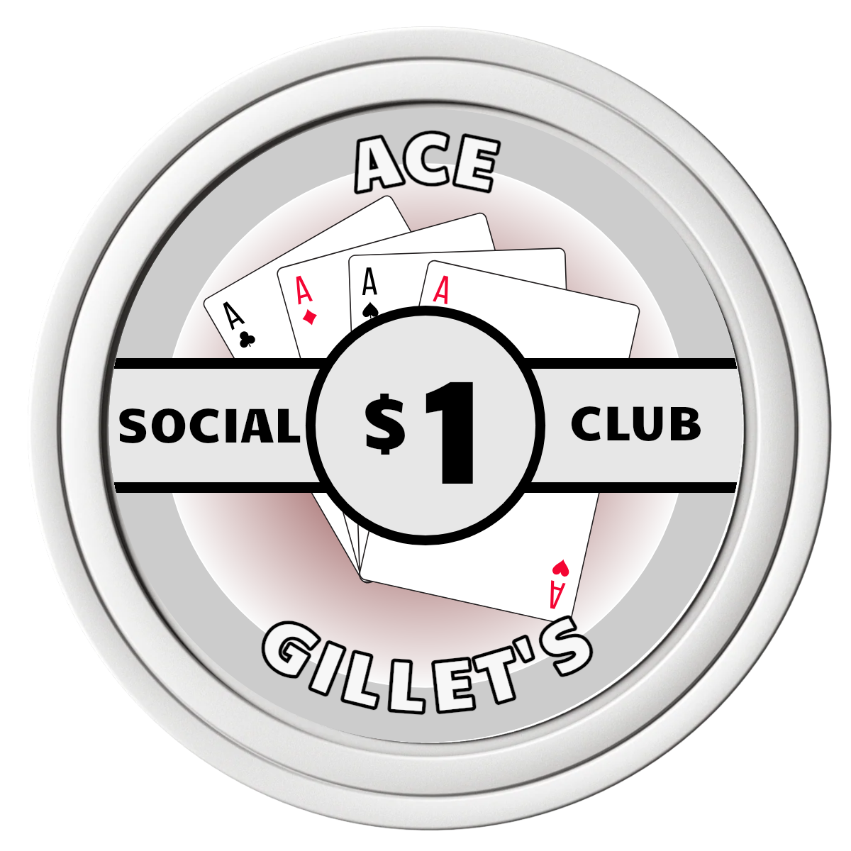 Ace Gillet's Composite Poker Chips - White / Solid - Front