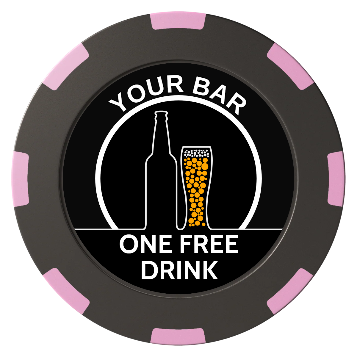 Beer and Glass Clay Poker Chips - Black / 8 Spot (2 Tone) / 40mm - Front