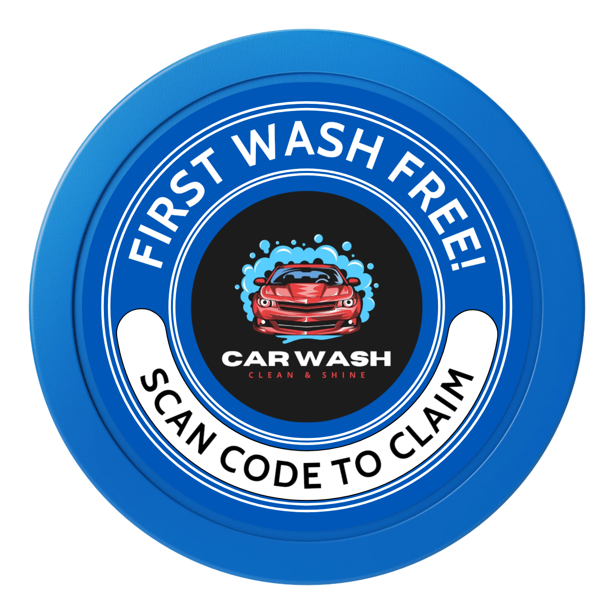 Car Wash Promotion 2" Oversized Poker Chip - Custom Dealer Button & Card Protector - Blue - Front