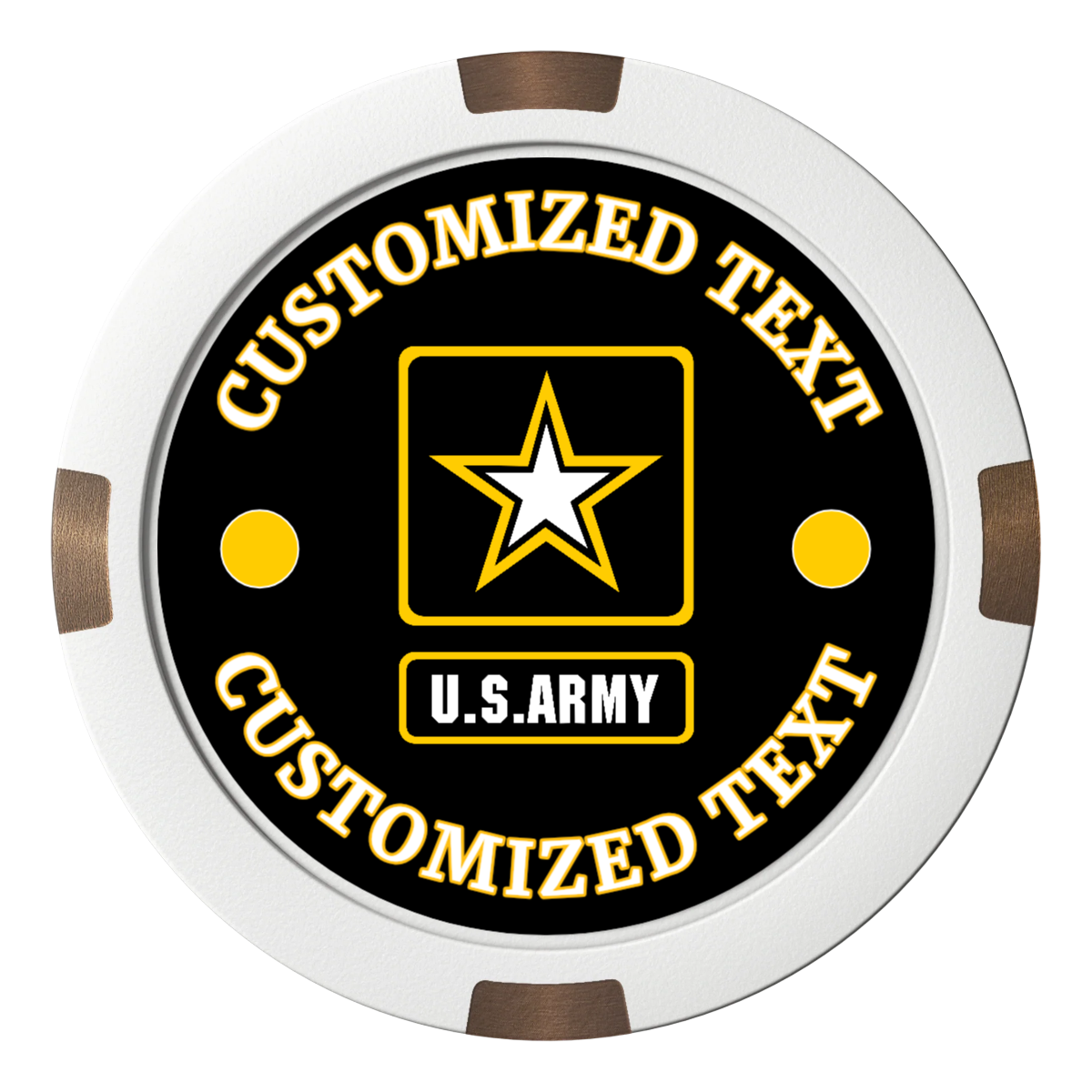 Army Strong Composite & Metal Hybrid Poker Card Protectors - White - Front