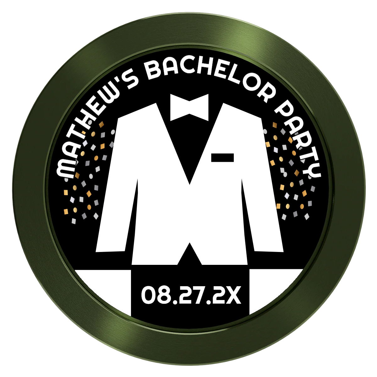 Bachelor No More Bowtie Aluminum Poker Chips - Green - Front