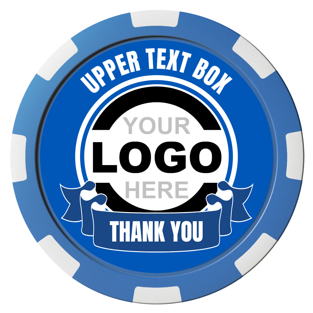 Lower Banner Composite Poker Chips - Blue / 8 Spot - Front