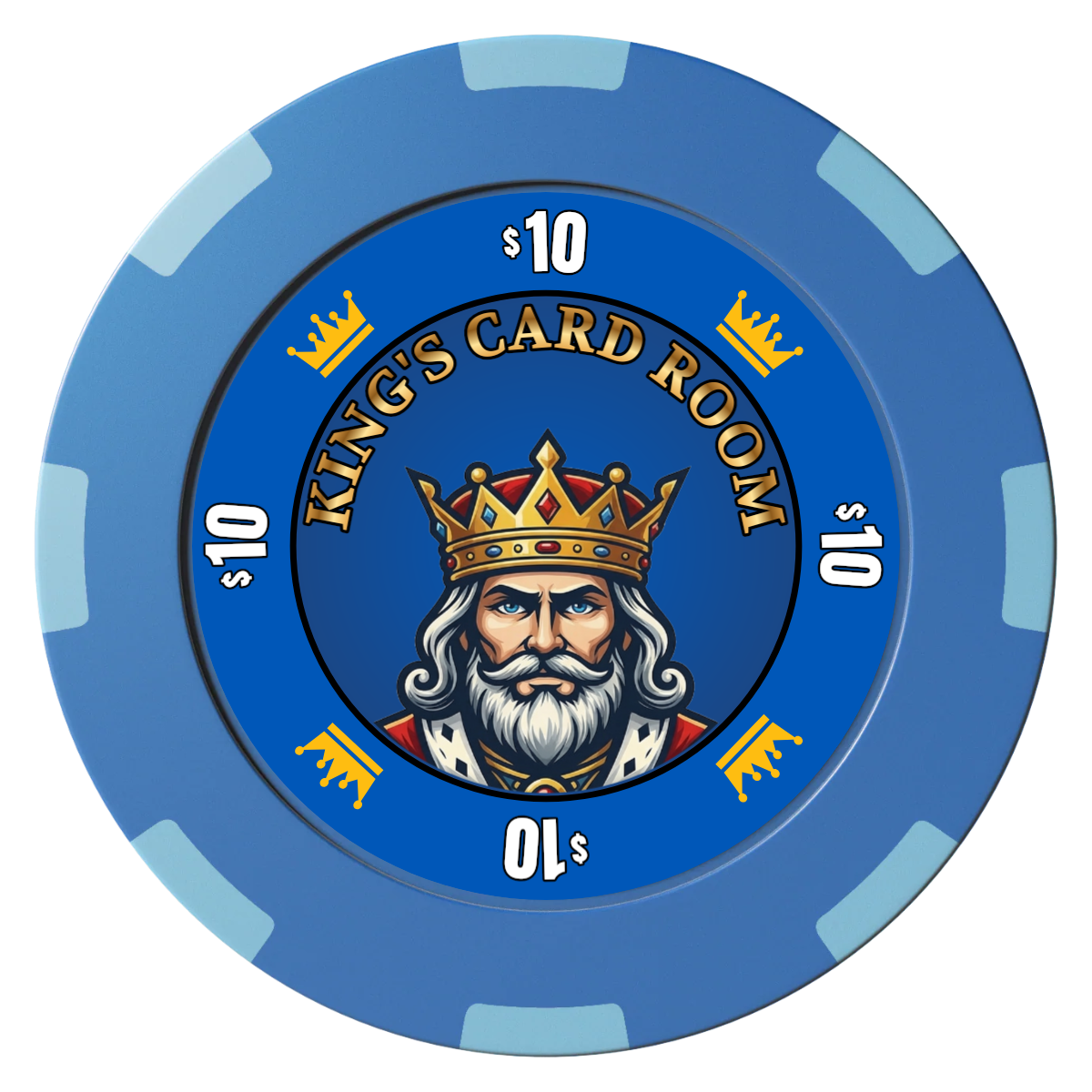 Kings Clay Poker Chips - Blue / 8 Spot (2 Tone) / 40mm - Front