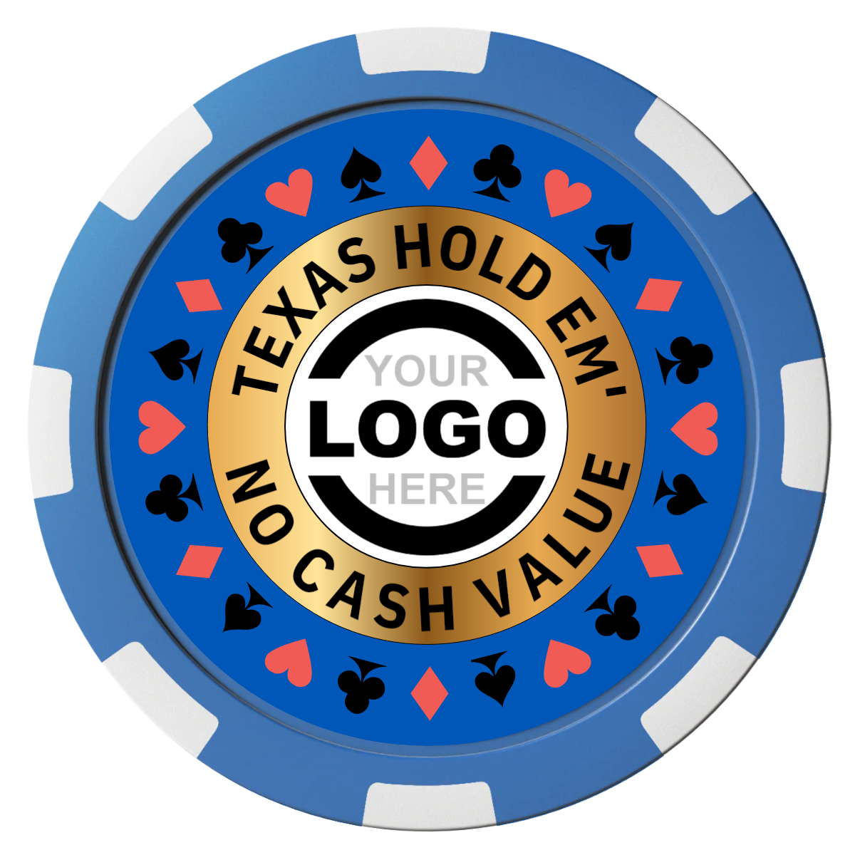 Texas Hold Em' Composite Poker Chips - Blue / 8 Spot - Front