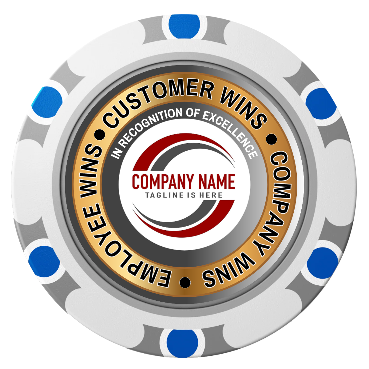 Gold Standard Clay Poker Chips - White / Monte Carlo / 40mm - Front