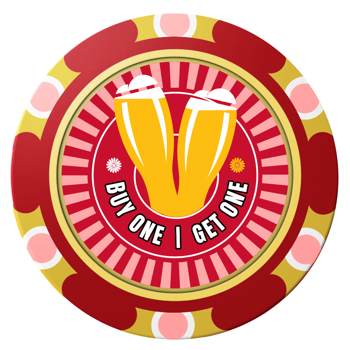 Double Pint Clay Poker Chips - Red / Monte Carlo / 40mm - Front