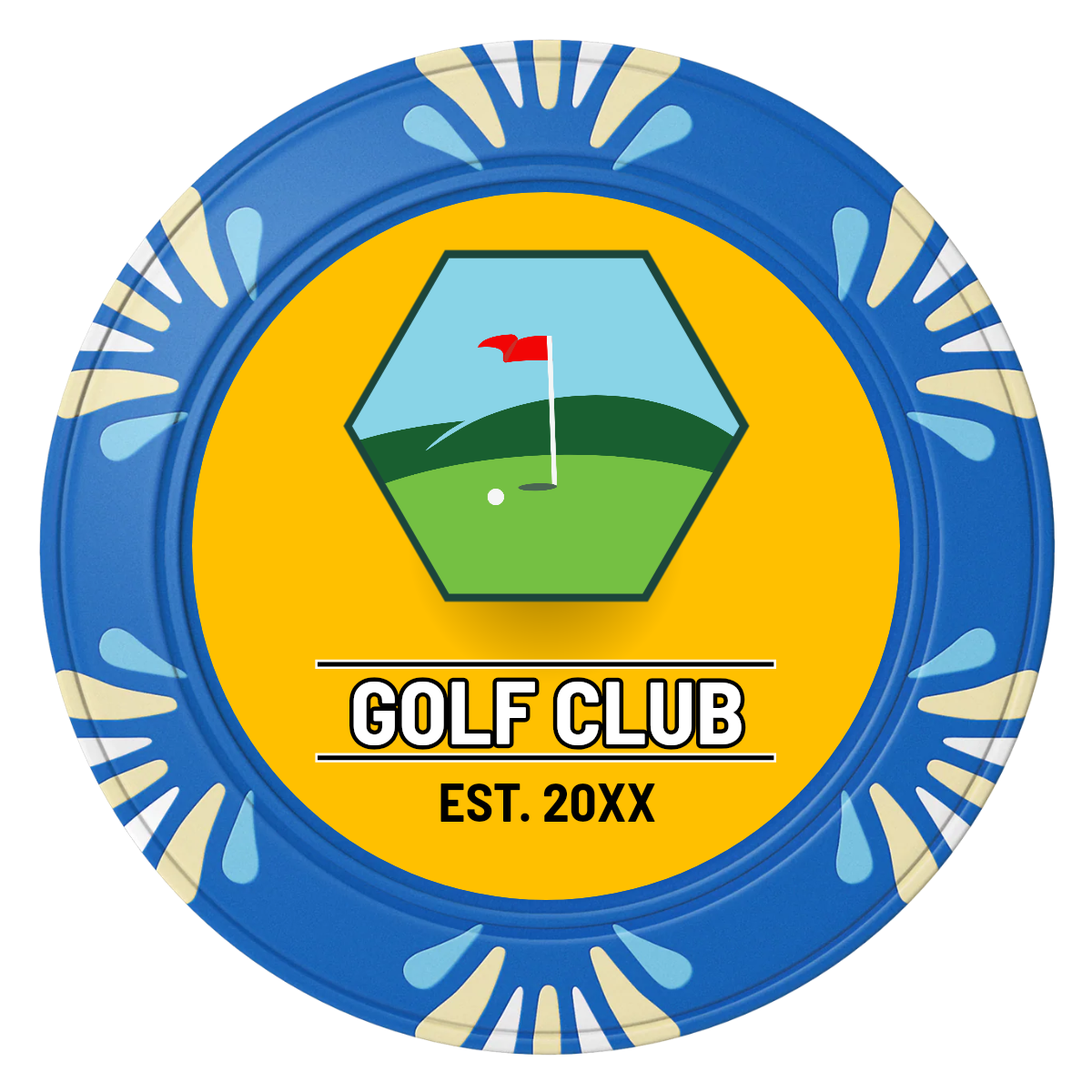 Birdy Bevy Clay Poker Chips - Blue / Macau / 40mm - Front