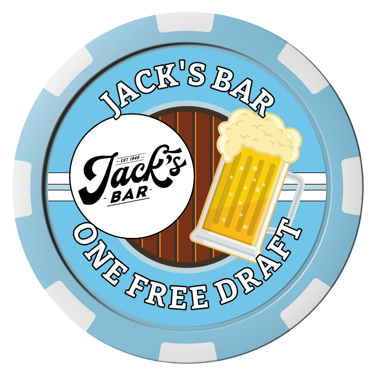 Barnyard Brew Composite Poker Chips - Light Blue / 8 Spot - Front