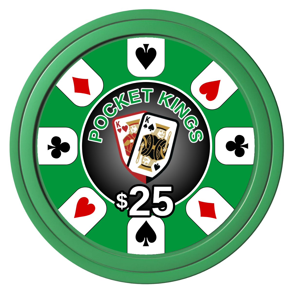 Pocket Kings Composite Poker Chips - Green / Solid - Front