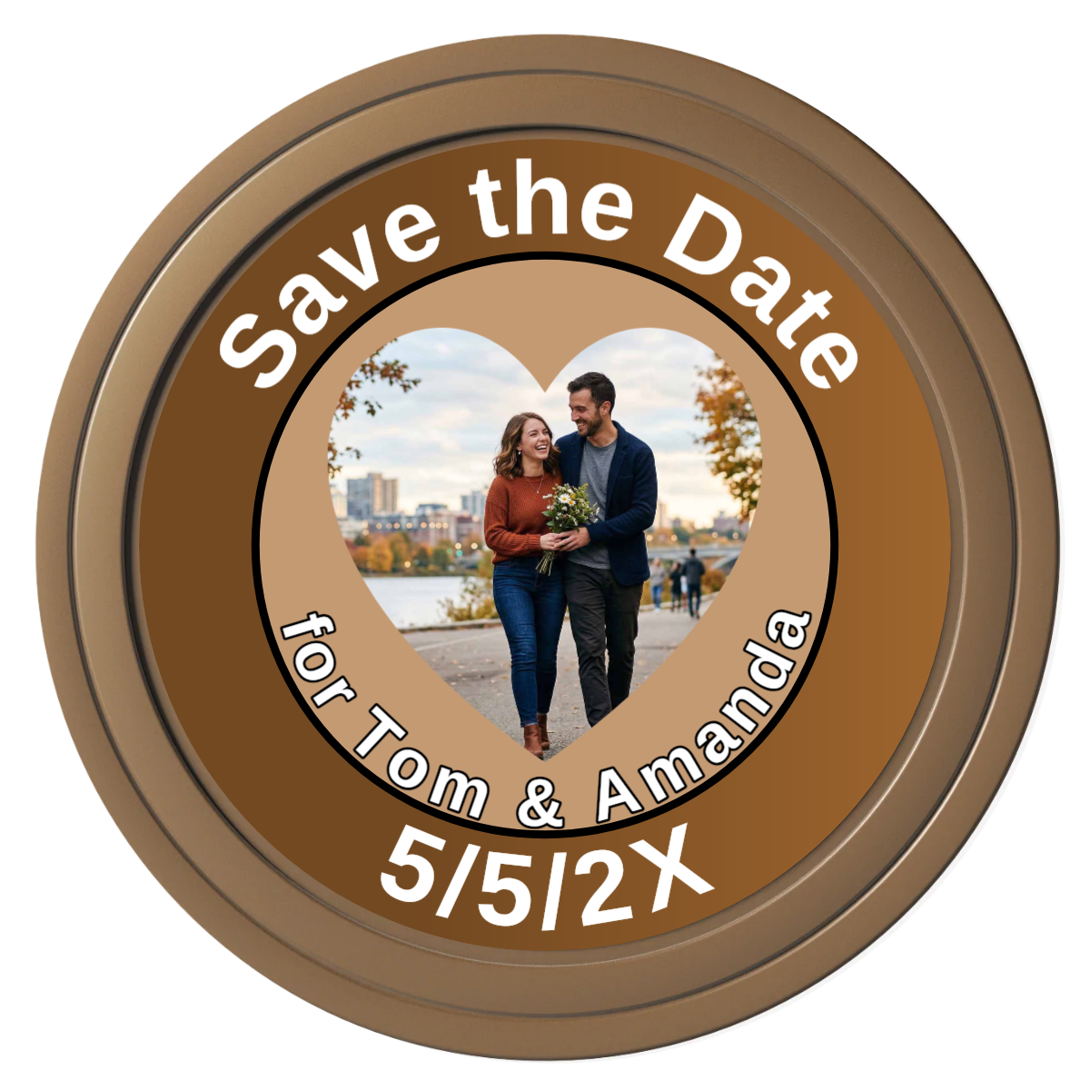 Save the Date #01 Composite Poker Chips - Brown / Solid - Front