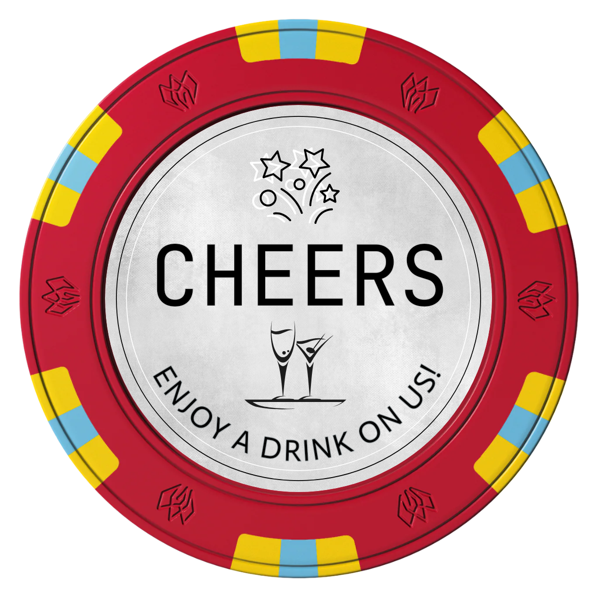 Chique Wedding Token Clay Poker Chips - Red / 6 Spot Gem / 40mm - Front