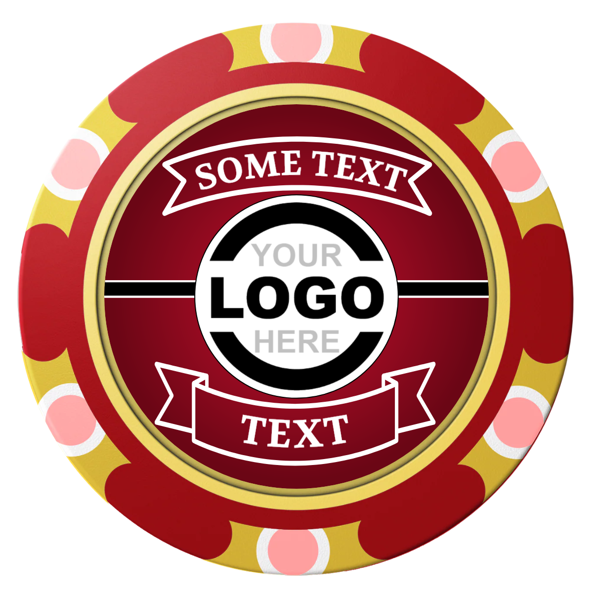 Double Banner Clay Poker Chips - Red / Monte Carlo / 40mm - Front