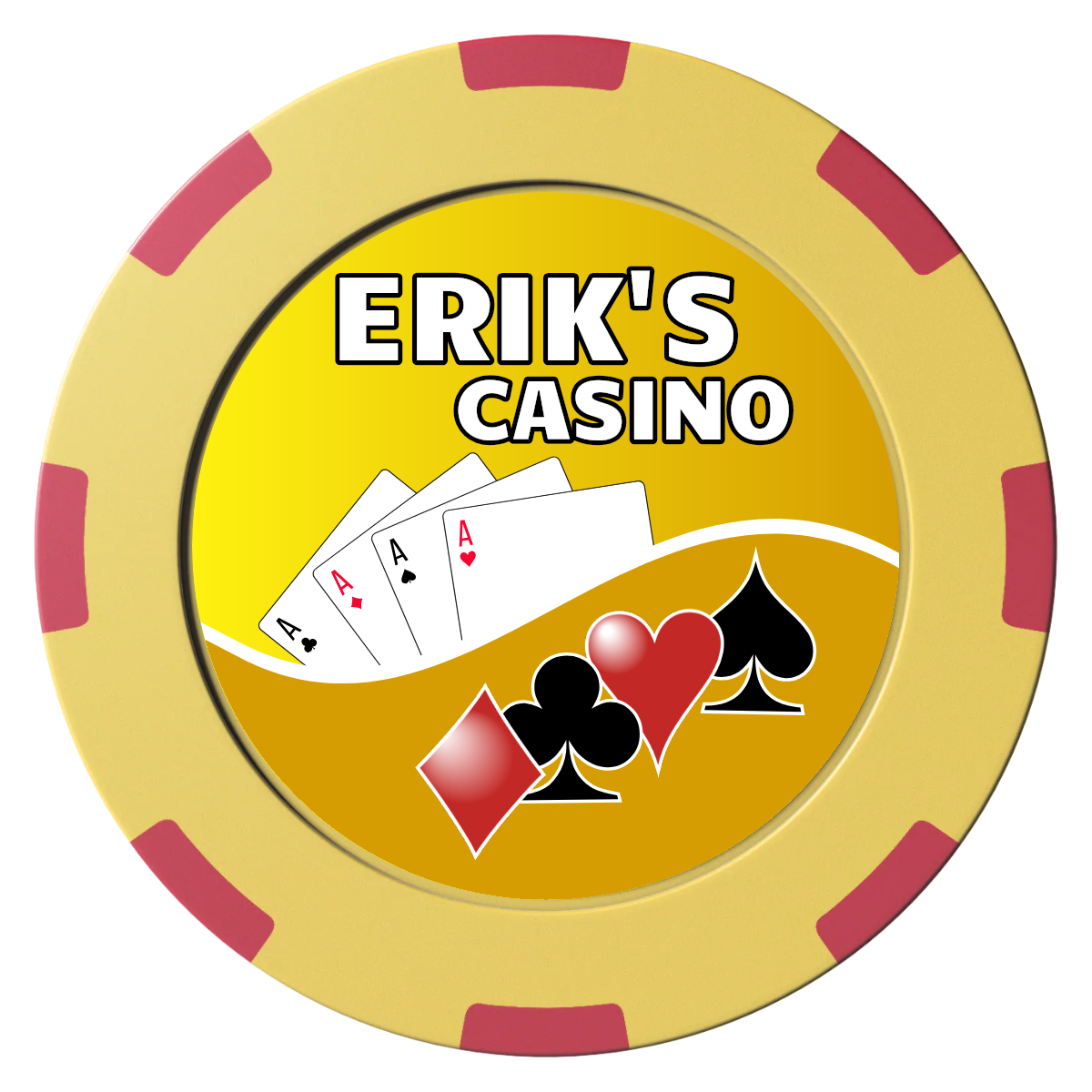 Erik's Casino Clay Poker Chips - Yellow / 8 Spot (2 Tone) / 40mm - Front