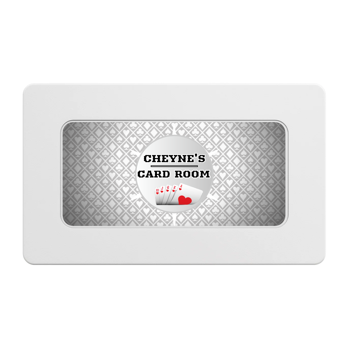 Cheyne's Card Room Rectangular Poker Chip Plaques - White - Front