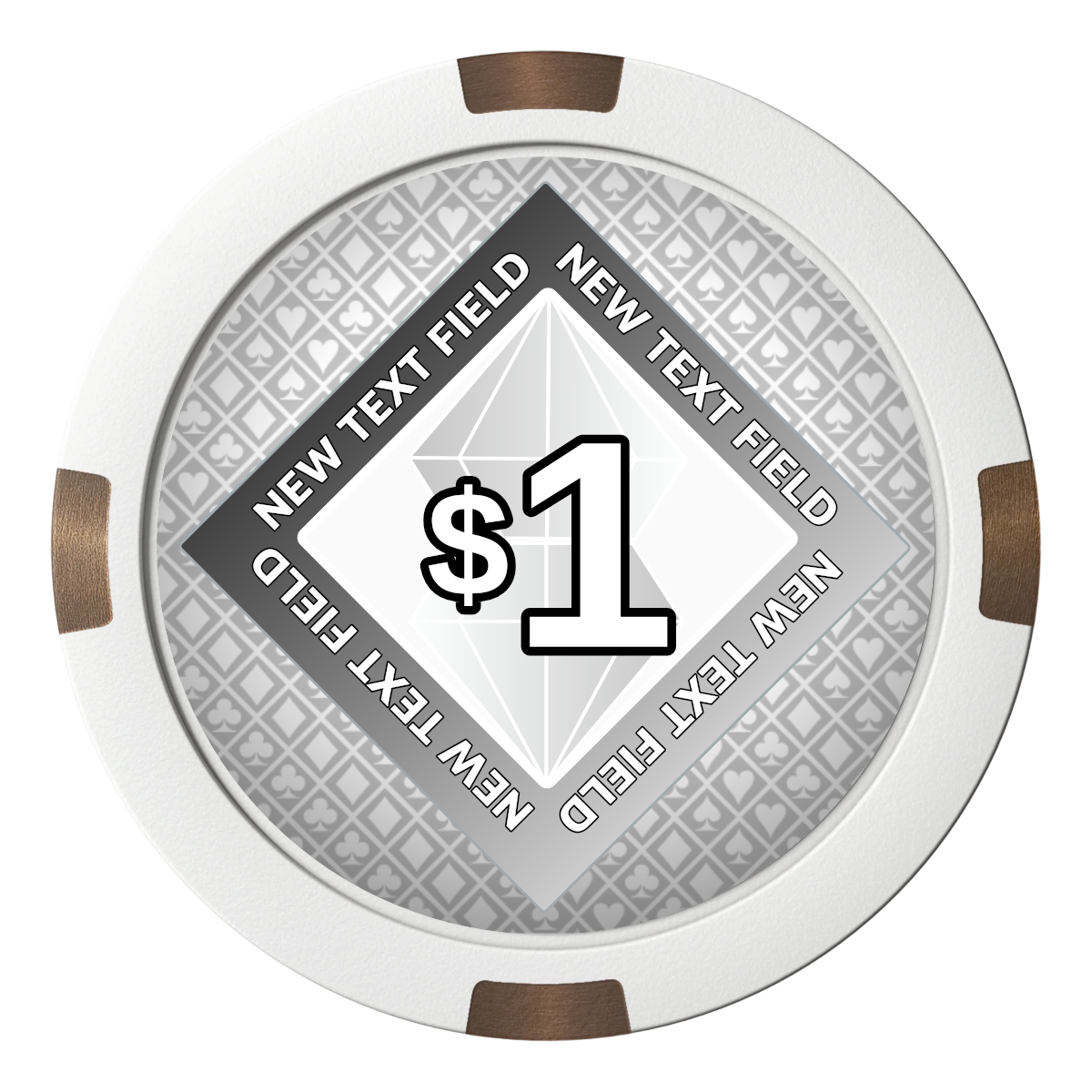 Diamond in the Rough Composite & Metal Hybrid Poker Chips - White - Front