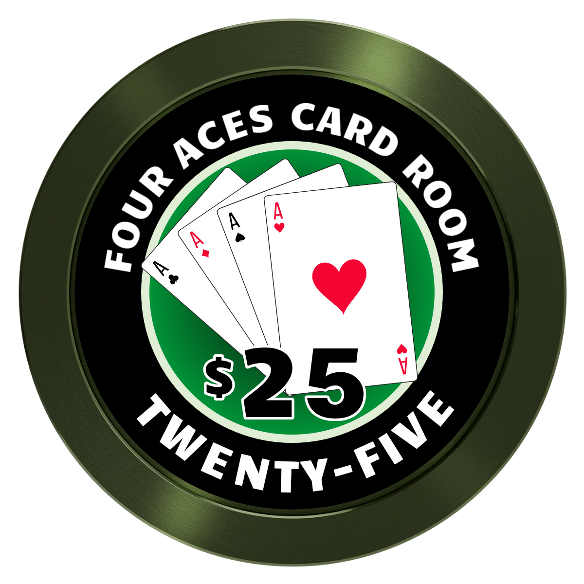 4 Aces Poker Room Aluminum Poker Chips - Green - Back