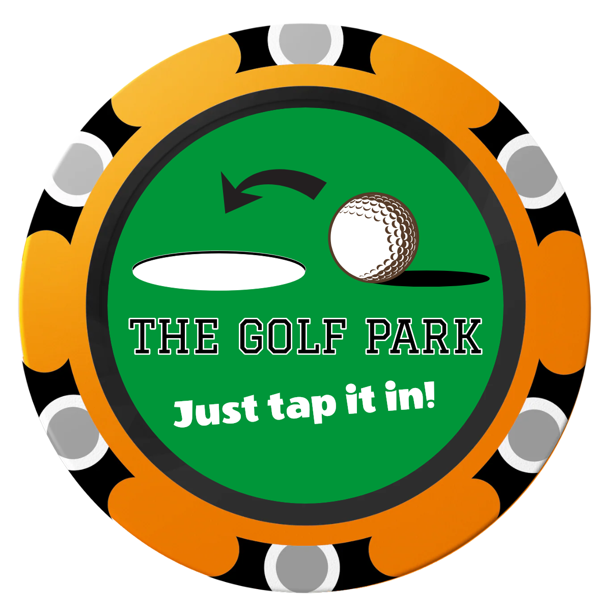 Golf Slogan Clay Poker Chips - Orange / Monte Carlo / 40mm - Front