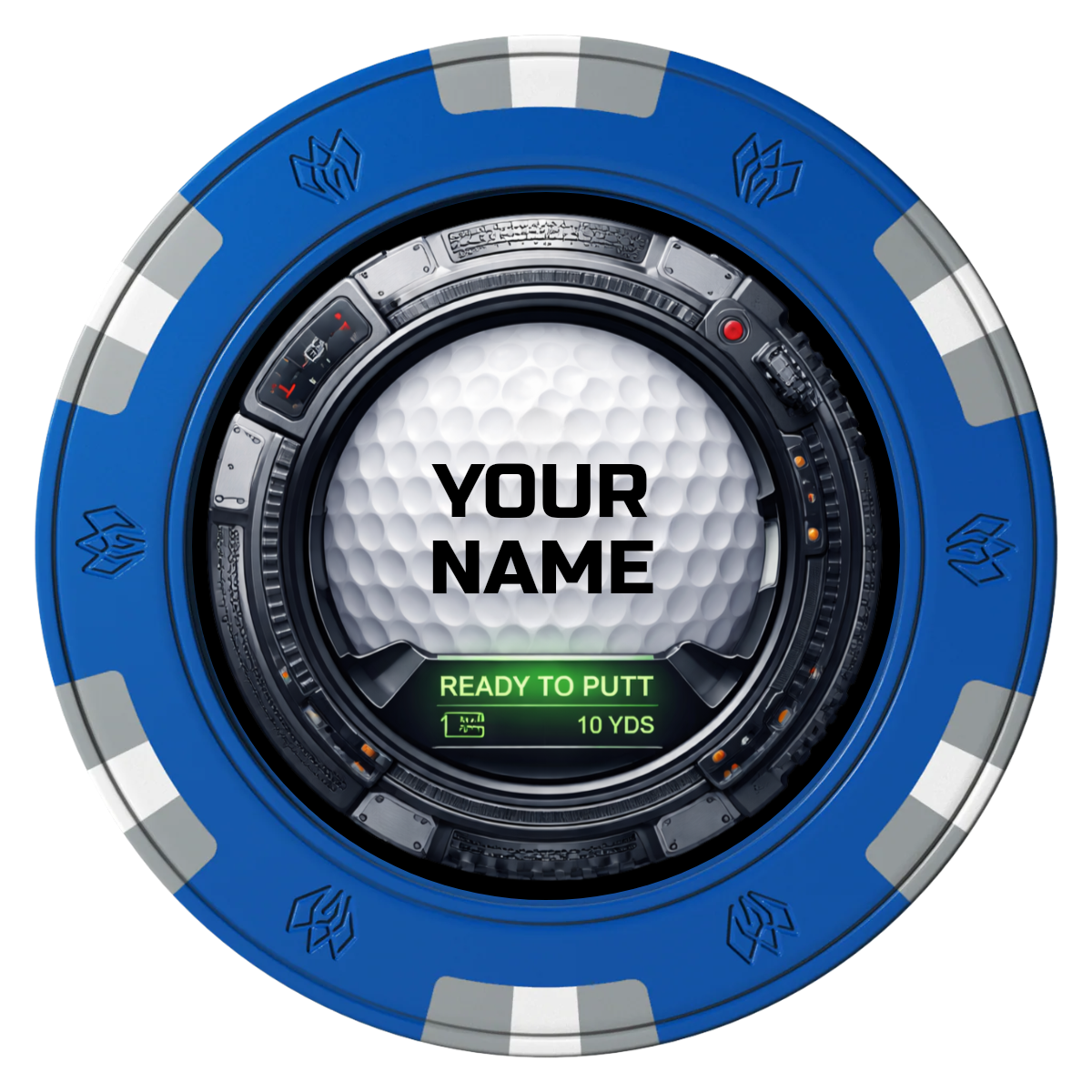 Auto Marked IV Clay Poker Chips - Blue / 6 Spot Gem / 40mm - Front