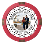 Save the Date Element Composite & Metal Hybrid Poker Chips - Red - Front