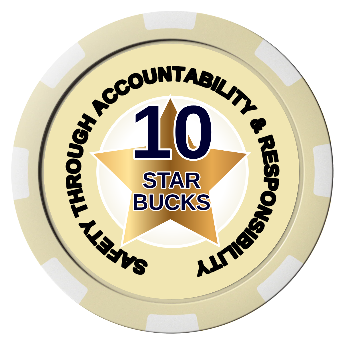 Safety Star Composite Poker Chips - Ivory / 8 Spot - Front