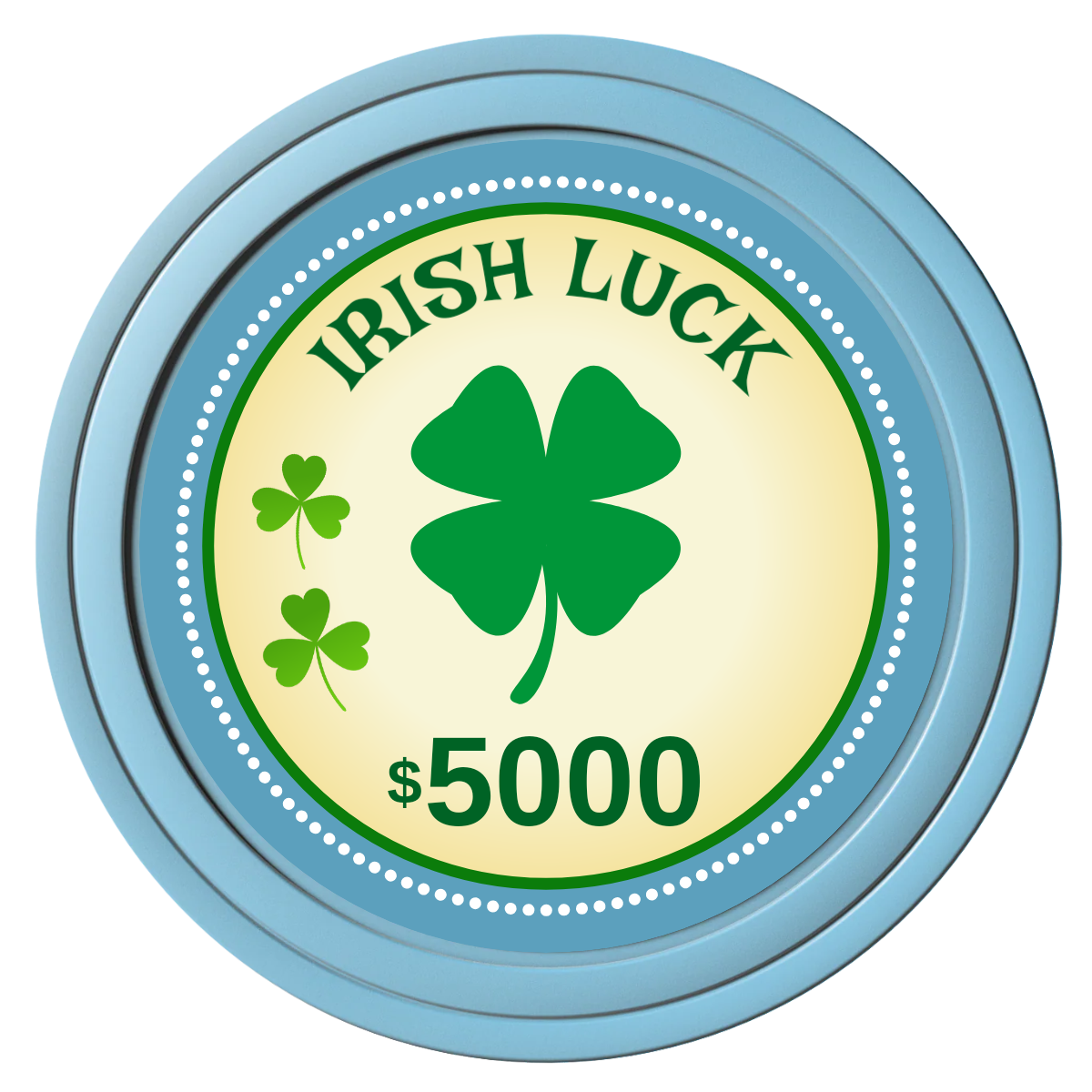 Irish Luck Composite Poker Chips - Light Blue / Solid - Front