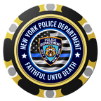 NYPD Safe and Fair Clay Poker Chips - Black / Monte Carlo / 40mm - Front