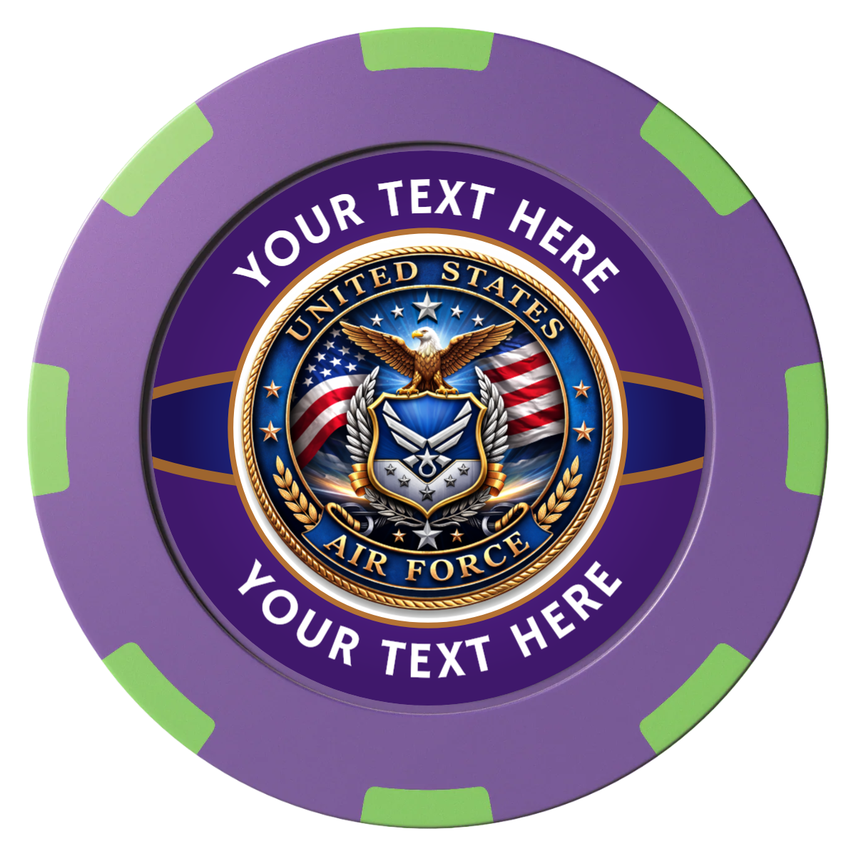 Air Force Clay Poker Chips - Purple / 8 Spot (2 Tone) / 40mm - Front