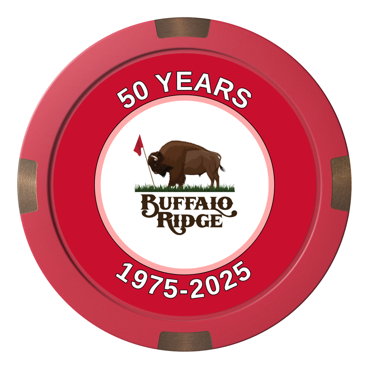 Branded Golf Pro Shop Composite & Metal Hybrid Poker Chips - Red / 4 Spot - Front